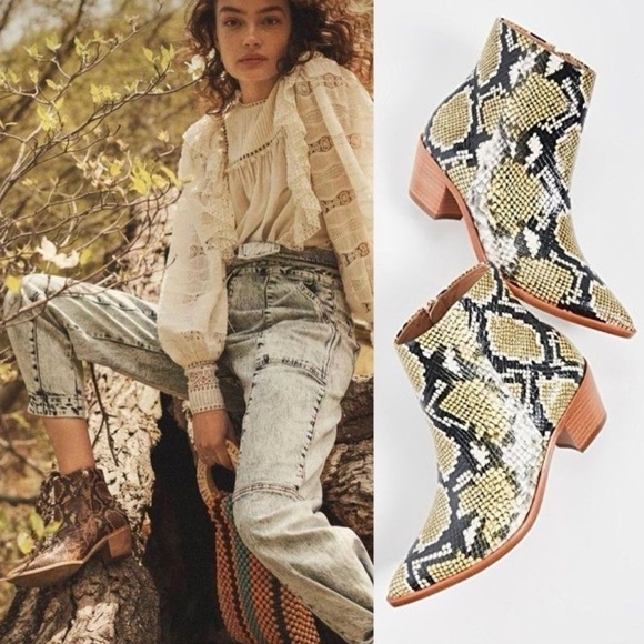 Ulla Johnson Cruz Snakeskin Booties in Honey Sz. 37 Sz. 7
